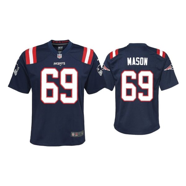 Youth 2020 Shaq Mason New England Patriots Navy Game Jersey