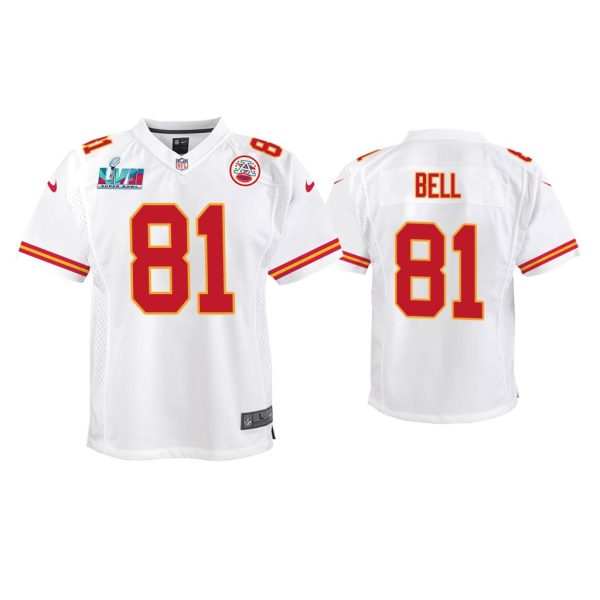 Youth Blake Bell Kansas City Chiefs Super Bowl LVII White Game Jersey