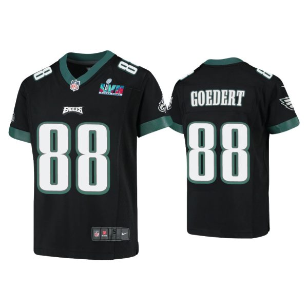 Youth Dallas Goedert Philadelphia Eagles Super Bowl LVII Black Game Jersey