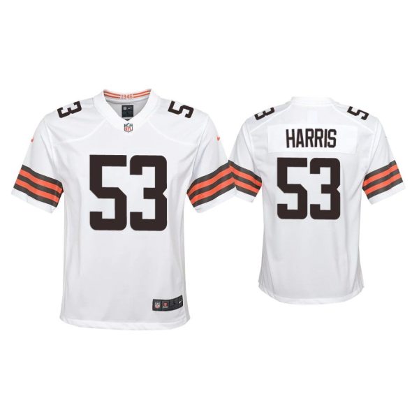 Youth Nick Harris Cleveland Browns White Game Jersey