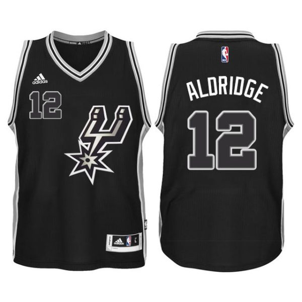 Youth San Antonio Spurs #12 Lamarcus Aldridge 2015-16 New Swingman Black Signature Spur Jersey