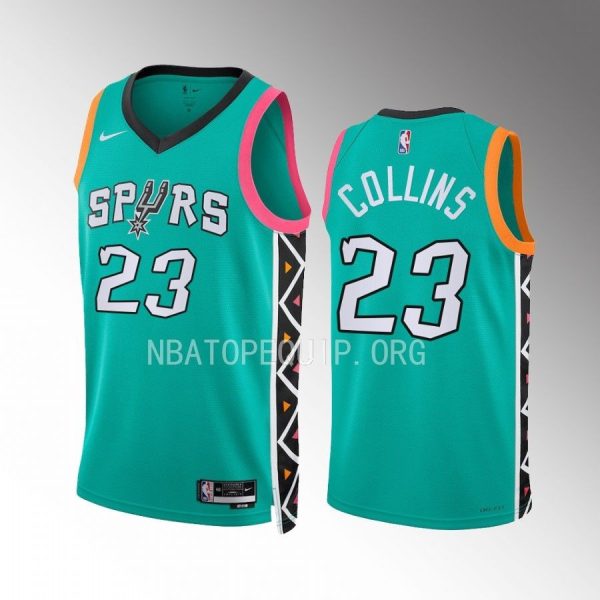 Zach Collins 2022-23 San Antonio Spurs Turquoise #23 City Edition Jersey Swingman