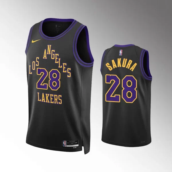 Los Angeles Lakers LE SSERAFIM Black 2023-24 Unisex #28 Sakura Jersey ...