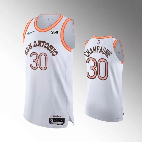 San Antonio Spurs #30 White 2023-24 Julian Champagnie Jersey City Edition