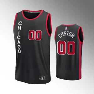 Unisex #00 Custom Chicago Bulls Fast Break 2023-24 City Edition Black Jersey
