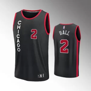 Unisex #2 Lonzo Ball Chicago Bulls Fast Break 2023-24 City Edition Black Jersey