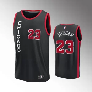 Unisex #23 Michael Jordan Chicago Bulls Fast Break 2023-24 City Edition Black Jersey
