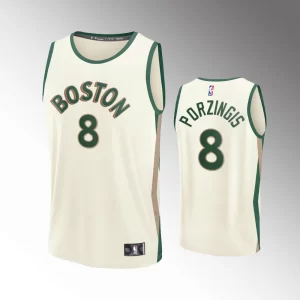 Unisex #8 Kristaps Porzingis Boston Celtics Fast Break 2023-24 City Edition Cream Jersey
