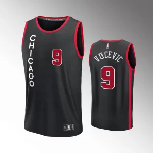 Unisex #9 Nikola Vucevic Chicago Bulls Fast Break 2023-24 City Edition Black Jersey