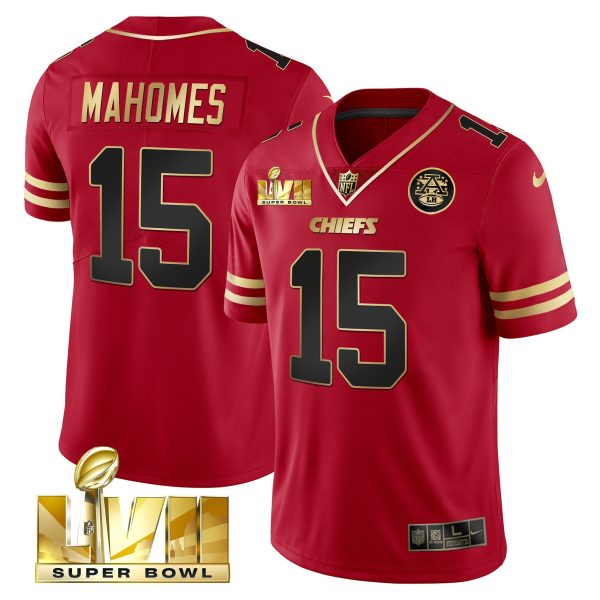 Men Kansas City Chiefs Super Bowl LVII Red Gold Vapor Jersey
