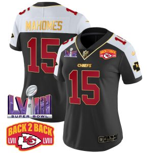 Women Kansas City Chiefs Super Bowl LVIII & Back 2 Back Patch Vapor Jersey