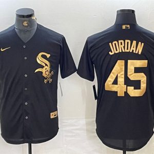 Men's Chicago White Sox #45 Michael Jordan Black Cool Base Stitched Jersey