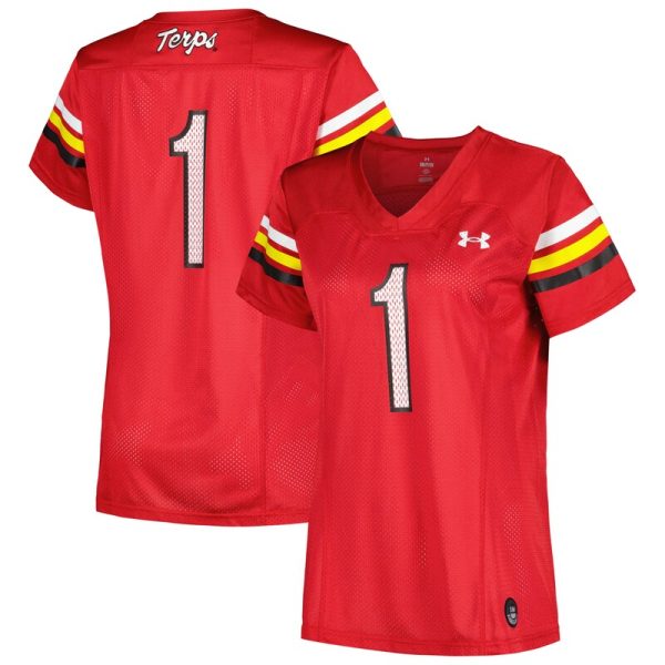 #1 Maryland Terrapins Women's Replica Football Jersey - Red