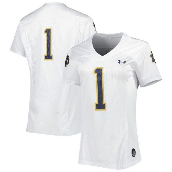 #1 Notre Dame Fighting Irish Women's Replica Football Jersey - White