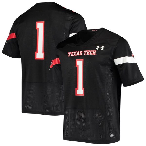 #1 Texas Tech Red Raiders Logo Replica Football Jersey - Black