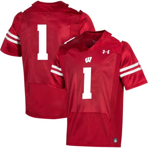 #1 Wisconsin Badgers Premier Football Jersey - Red