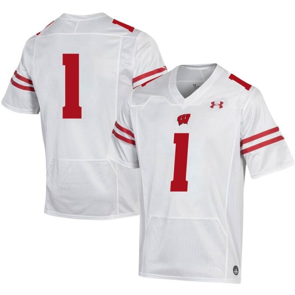#1 Wisconsin Badgers Replica Football Jersey - White