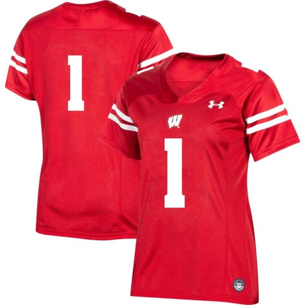 #1 Wisconsin Badgers Women's Team Replica Football Jersey - Red