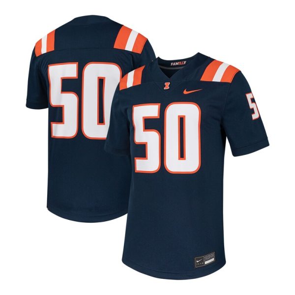 #50 Illinois Fighting Illini Untouchable Football Replica Jersey - Navy