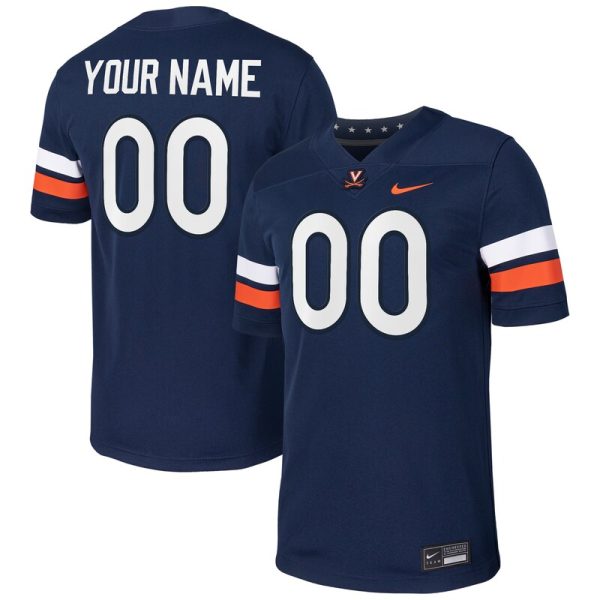 Virginia Cavaliers Custom Football Game Jersey - Navy