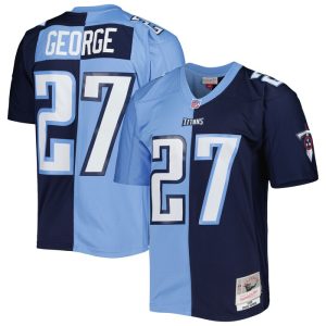 Eddie George Tennessee Titans Mitchell & Ness 1999 Split Legacy Replica Jersey - Navy/Light Blue