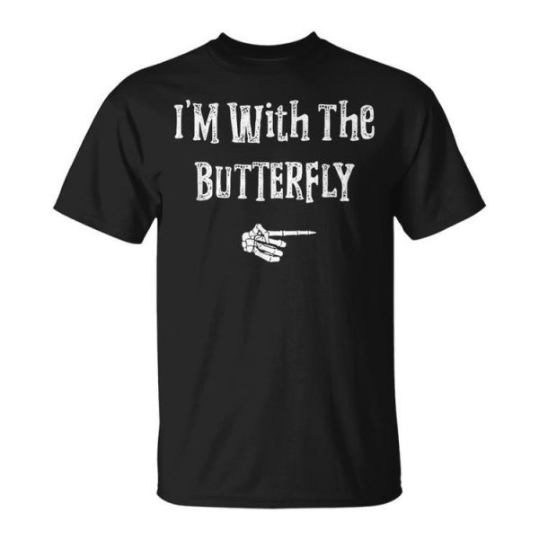 I'm With Butterfly Halloween Costume Couples Matching Unisex T-Shirt