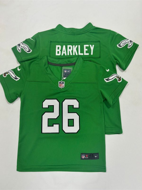 Toddlers Philadelphia Eagles #26 Saquon Barkley Green Vapor Throwback Football Stitched Jersey