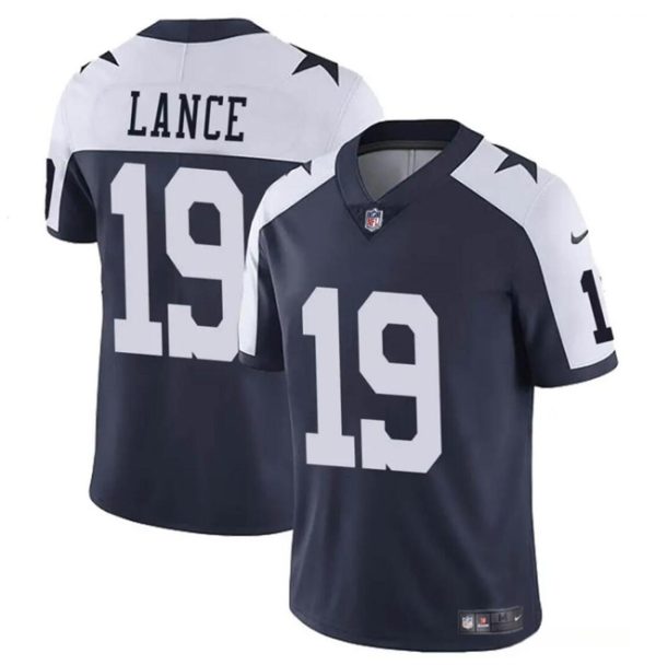 Youth Dallas Cowboys #19 Trey Lance Navy/White Thanksgiving Vapor Untouchable Limited Football Stitched Jersey