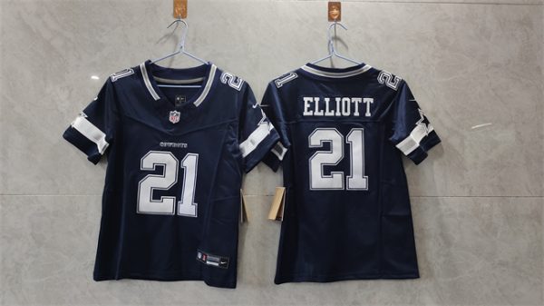 Youth Dallas Cowboys #21 Ezekiel Elliott Navy 2023 F.U.S.E. Limited Football Stitched Jersey