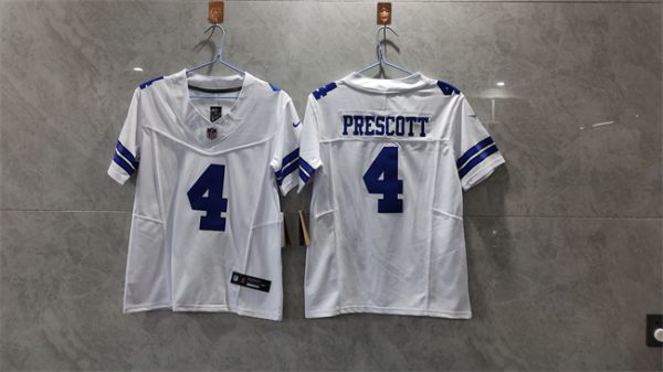 Youth Dallas Cowboys #4 Dak Prescott White 2023 F.U.S.E. Limited Football Stitched Jersey