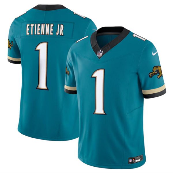 Youth Jacksonville Jaguars #1 Travis Etienne JR Teal 2024 F.U.S.E. Prowler Throwback Vapor Limited Football Stitched Jersey