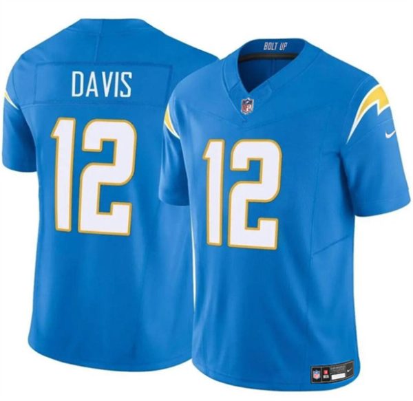 Youth Los Angeles Chargers #12 Derius Davis Light Blue 2024 F.U.S.E. Vapor Limited Football Stitched Jersey