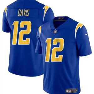 Youth Los Angeles Chargers #12 Derius Davis Royal 2024 Vapor Limited Football Stitched Jersey