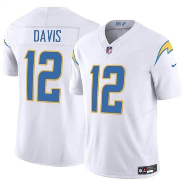 Youth Los Angeles Chargers #12 Derius Davis White 2024 F.U.S.E. Vapor Limited Football Stitched Jersey