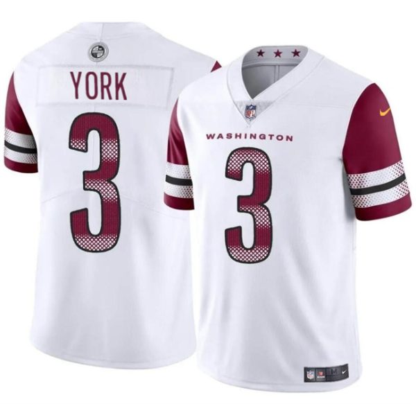 Youth Washington Commanders #3 Cade York White 2024 Vapor Limited Football Stitched Jersey