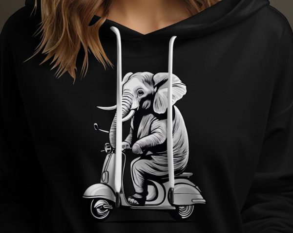 Elephant On Scooter Unisex Hoodie UH1000