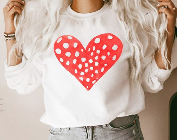 Heart Sweatshirt Fall Sweaters For Women Valentine's Day Love Sweatshirt Valentines Sweater Cute Womens Heart Valentine Cupid Gift VLT1036