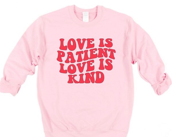 Love Is Kind Sweatshirt Retro Valentines Christian Scripture Love Valentine's Shirt VLT1089