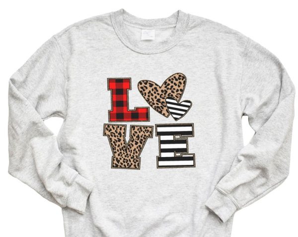 Love Sweatshirt Leopard Cheetah Plaid Love Heart Valentine Cupid Gift Idea Cute Womens Valentines Day Sweatshirt Gift For Wife Girl Friend VLT1035