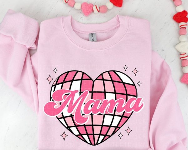 Mama Sweatshirt Valentines Sweatshirt Valentine's Day SweatShirt For Mamas Cute Gift For Moms Wife Gift  Sweatshirts Groovy Heart VLT1074