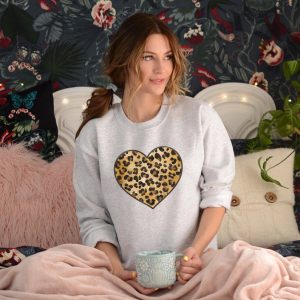 Valentine Shirt Leopard Heart Sweatshirt Leopard Shirt Cheetah Heart Shirt Love Women Love Shirt Cute Leopard Sweater Gift For Her VLT1045