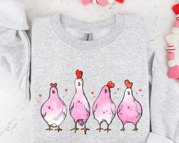 Valentine Sweatshirt Chicken Lover Sweatshirt Valentines Shirts for Women Cute Chicken Valentine's Day Shirt Women's Valentines Gift For Her VLT1032