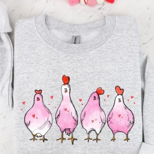 Valentine Sweatshirt Chicken Lover Sweatshirt Valentines Shirts for Women Cute Chicken Valentine's Day Shirt Women's Valentines Gift For Her VLT1057