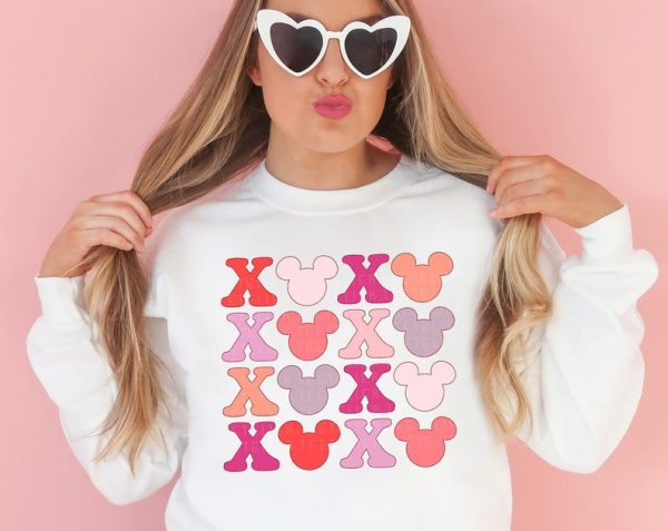 XOXO Sweatshirt Magic Mouse Ears Valentines Day Sweatshirt For Women Valentine's Day Shirt Heart Shirts Honeymoon Sweatshirt Gift For Her VLT1008