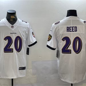 Baltimore Ravens #20 Ed Reed White Vapor Limited Football Jersey