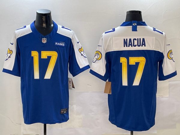 Los Angeles Rams #17 Puka Nacua Blue/White 2024 F.U.S.E. With Patch Vapor Untouchable Limited Football Stitched Jersey