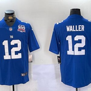 New York Giants #12 Darren Waller Blue With 100TH Season Patch Vapor Untouchable Limited Football Stitched Jersey