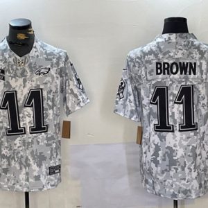 Philadelphia Eagles #11 A. J. Brown 2024 F.U.S.E Arctic Camo Salute to Service Limited Football Stitched Jersey