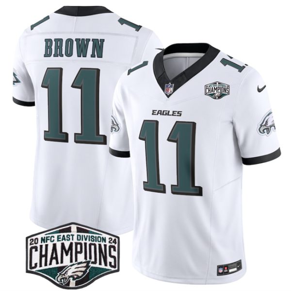 Philadelphia Eagles #11 A.J. Brown White 2024 New NFC East Champions F.U.S.E. Vapor Untouchable Limited Football Stitched Jersey