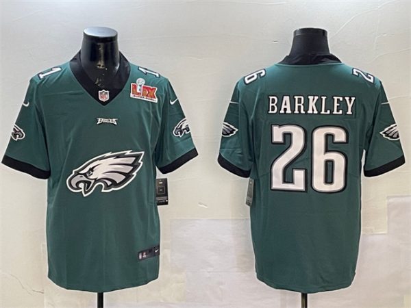 Philadelphia Eagles #26 Saquon Barkley Green 2025 Super Bowl LIX Patch Team Big Logo Vapor Untouchable Limited Football Stitched Jersey